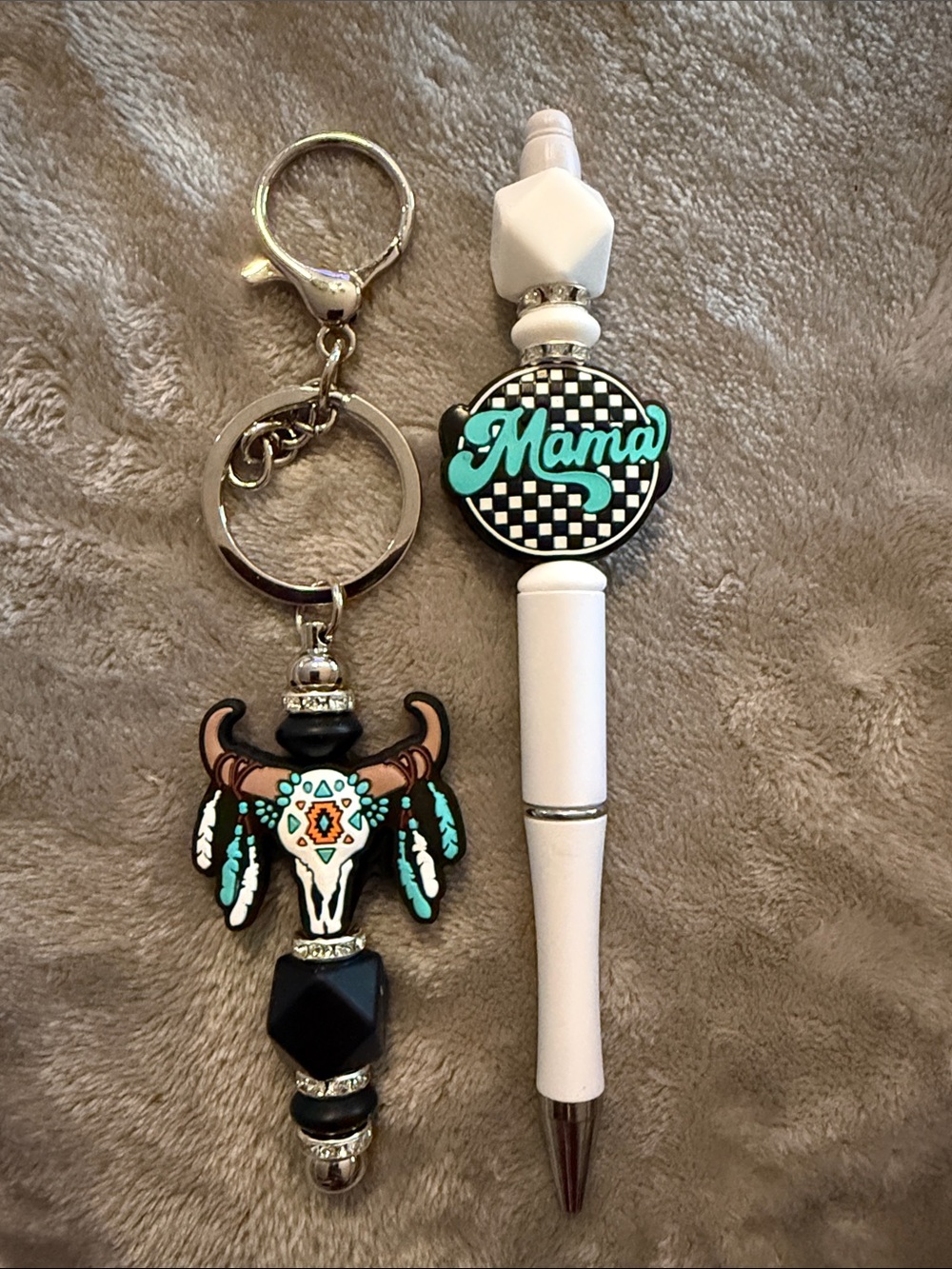 Mama Pen and Turquoise Accent Keychain Set